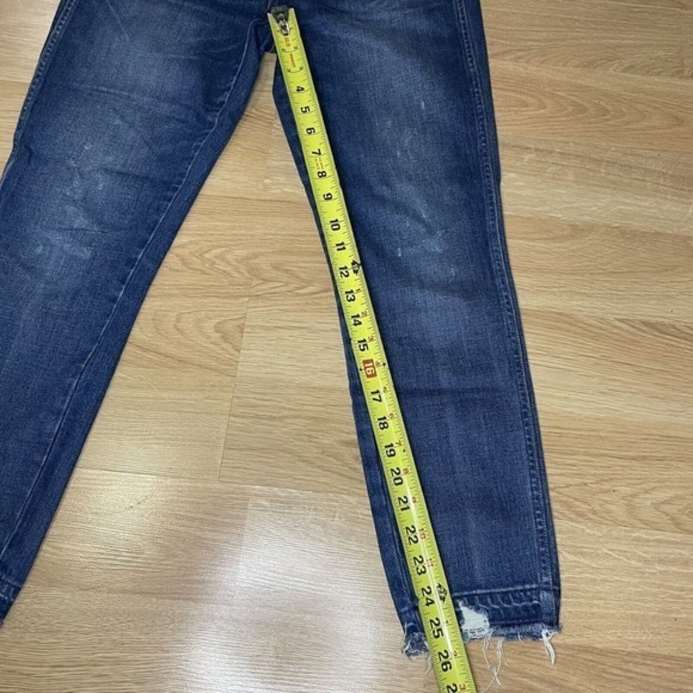 AMO Jeans Size 28 High Rise Stix Crop Rambler Made In USA Distressed Medium Blue - Picture 5 of 8